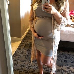 NWT Mocha Ribbed Ruched Sleeveless Maternity Dress